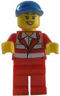 LEGO Minifigure-Paramedic - Red Uniform, Female, Blue Short Bill Cap-Town / City / Hospital-CTY317-Creative Brick Builders